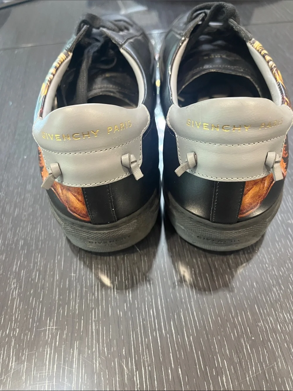 Givenchy Black Leather Low-Top Sneakers with Yellow Accent